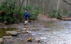 Hiking gear: boots for creek crossing at South Mountains State Park