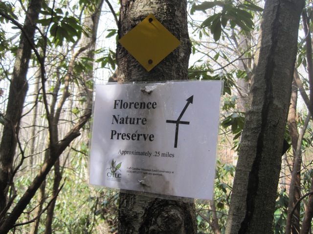 Florence Nature Preserve trail marker